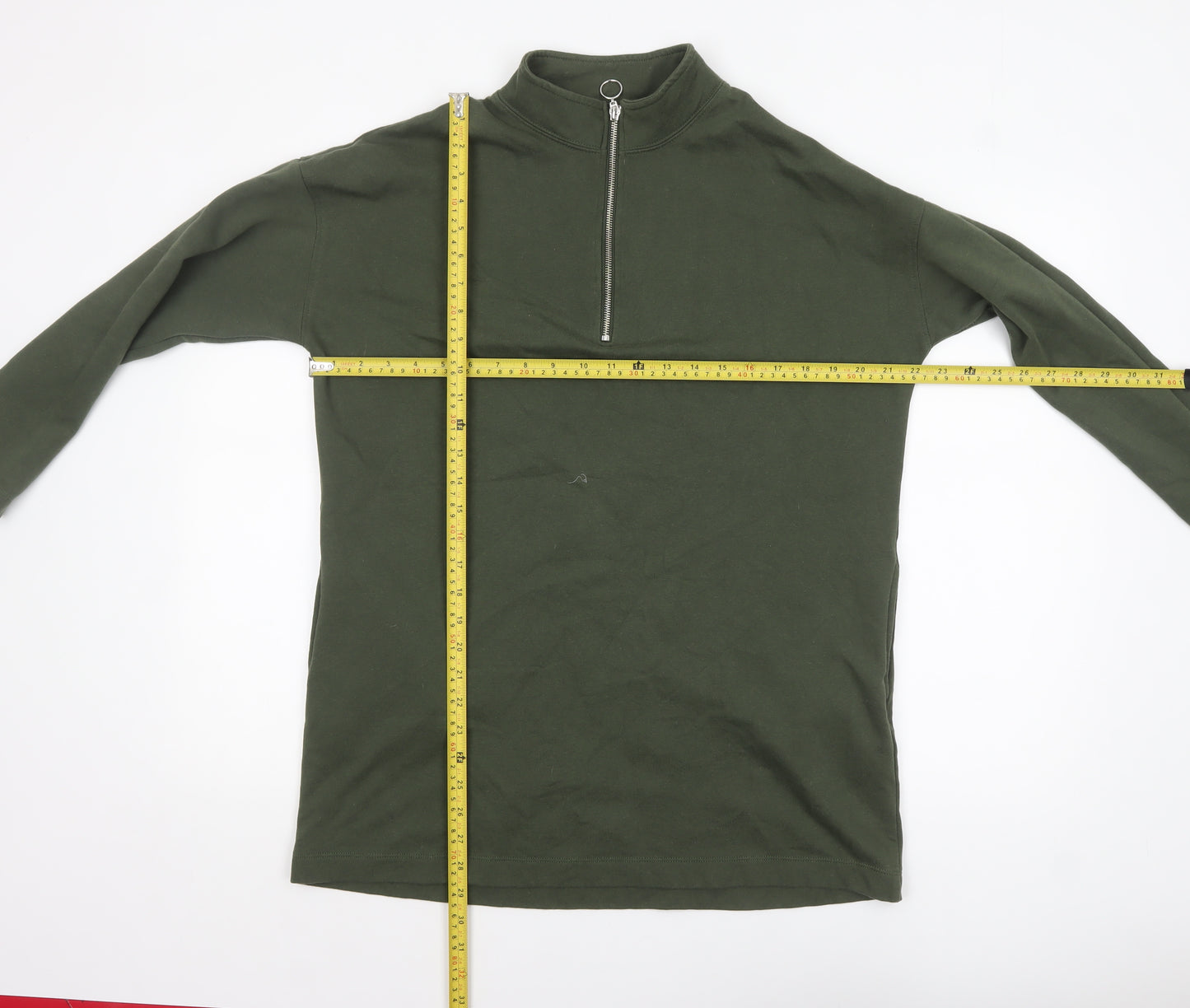 Tu Women Khaki Green 1/2 Zip Long Sleeve Pullover Sweatshirt Size 14