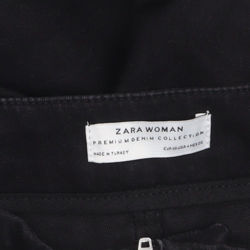 Zara Women Black Flared Jeans Size 8 High Waist Slim Fit Denim