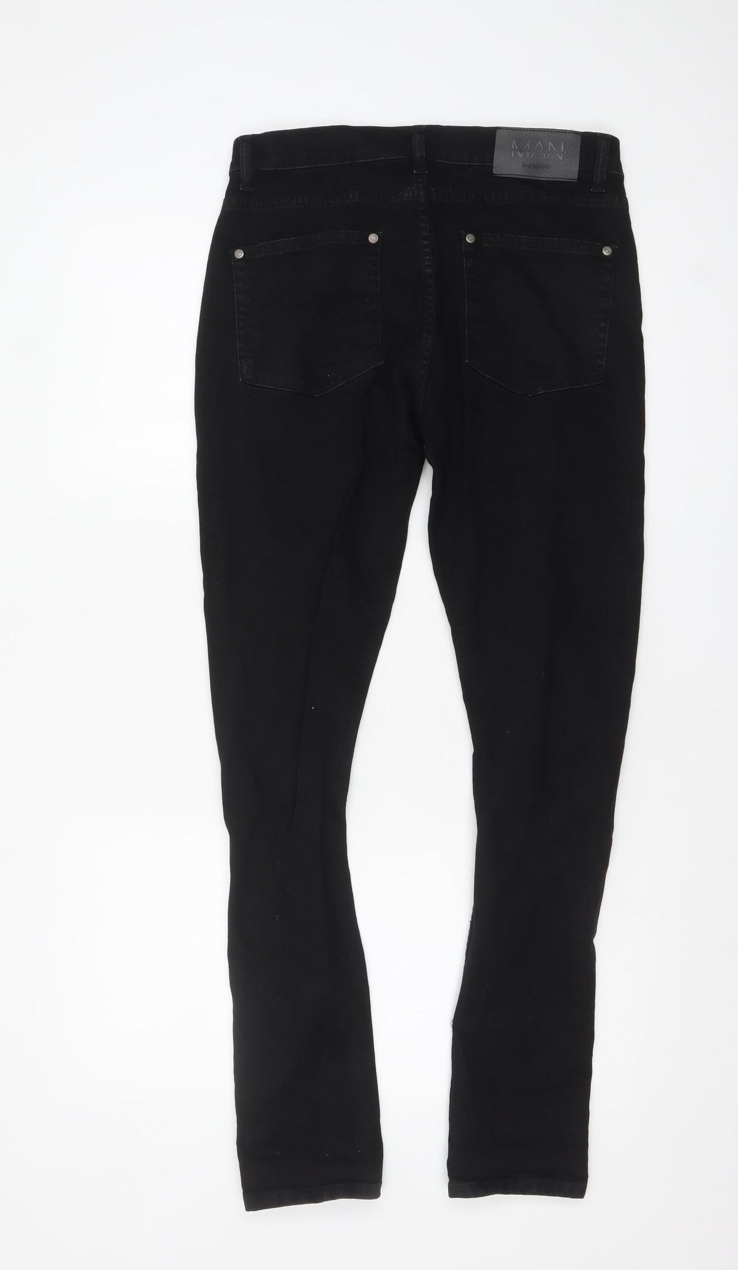 BoohooMAN Men's Black Distressed Skinny Jeans Size 32R