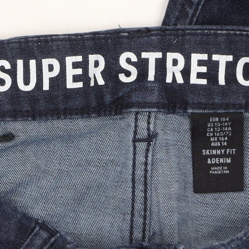 H&M Boys Blue Skinny Fit Super Stretch Jeans Size 164 Denim Casual
