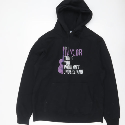 Port & Company Men’s Black Graphic Pullover Hoodie Size M Music Print