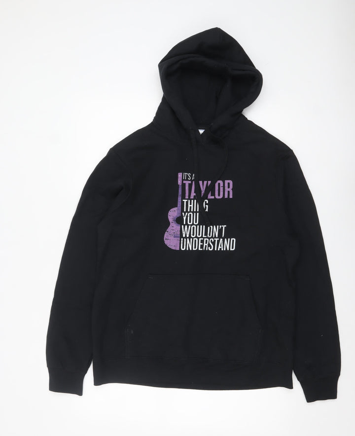 Port & Company Men’s Black Graphic Pullover Hoodie Size M Music Print