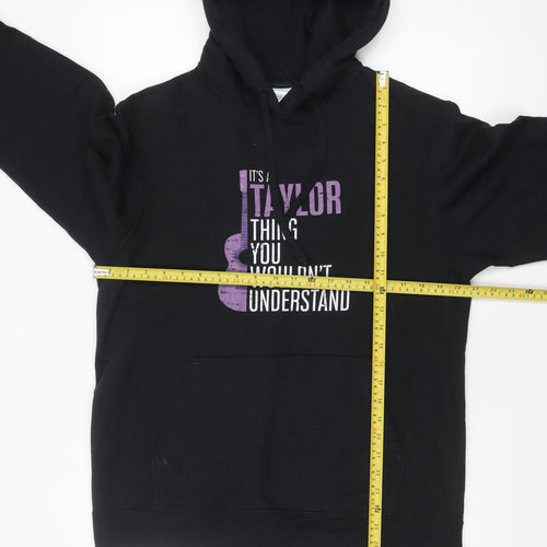 Port & Company Men’s Black Graphic Pullover Hoodie Size M Music Print