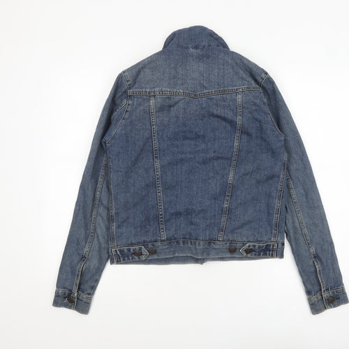 Topshop MOTO Women's Blue Denim Sherpa Jacket UK 10 Lined Casual