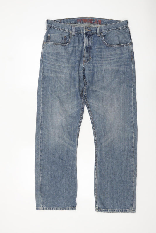 Lee Dungarees Men's Blue 36x32 Straight Leg Denim Jeans