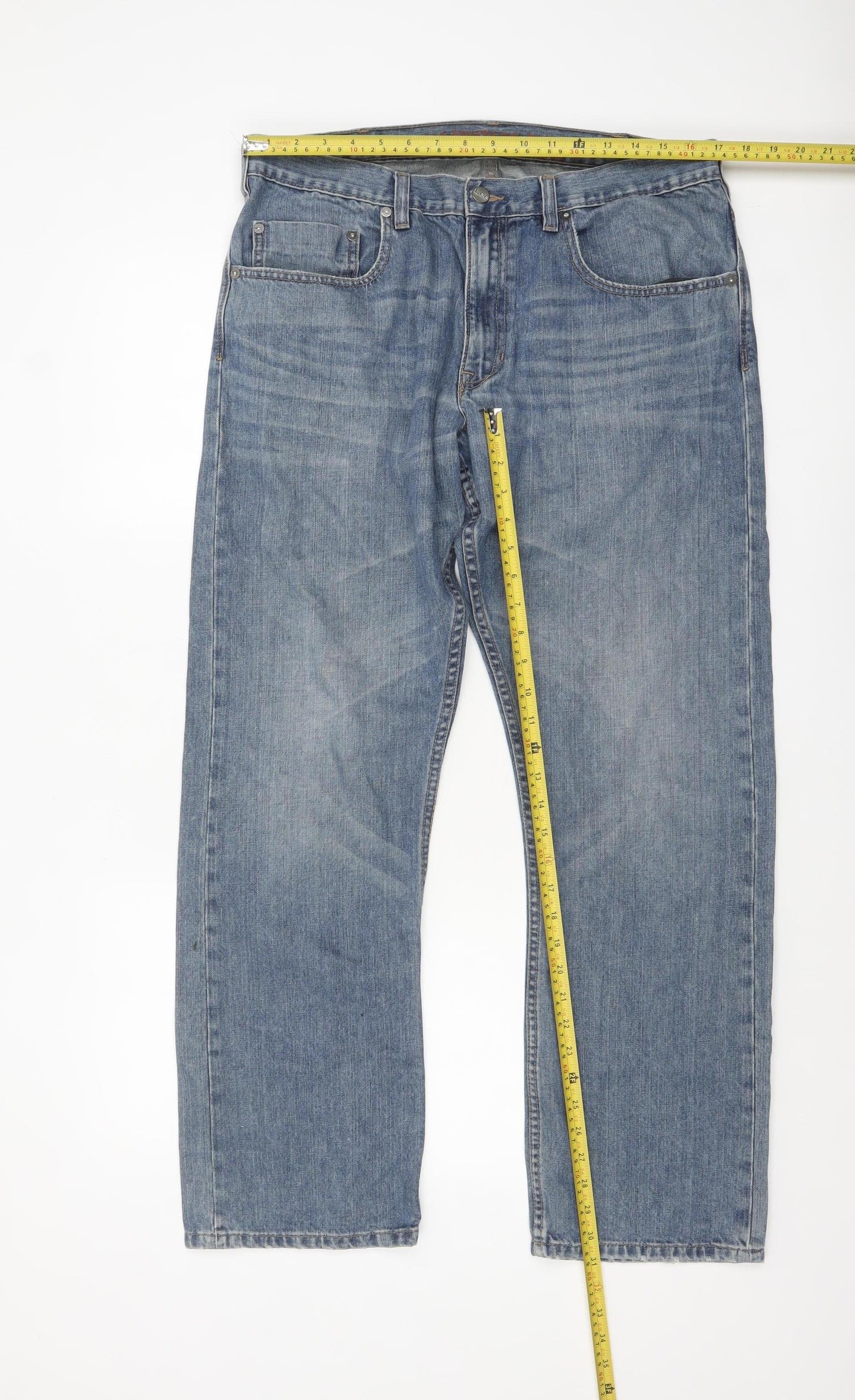 Lee Dungarees Men's Blue 36x32 Straight Leg Denim Jeans