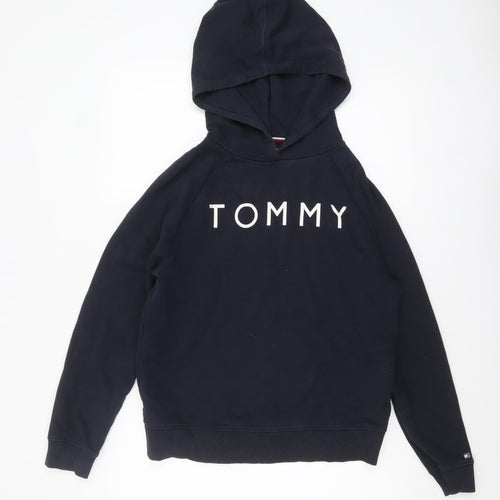 Tommy Hilfiger Women’s Navy Pullover Hoodie Small Classic Logo Cotton Blend