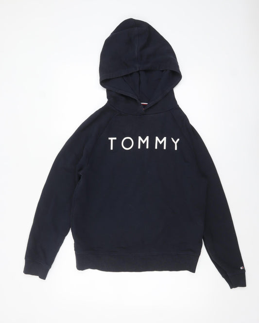 Tommy Hilfiger Women’s Navy Pullover Hoodie Small Classic Logo Cotton Blend