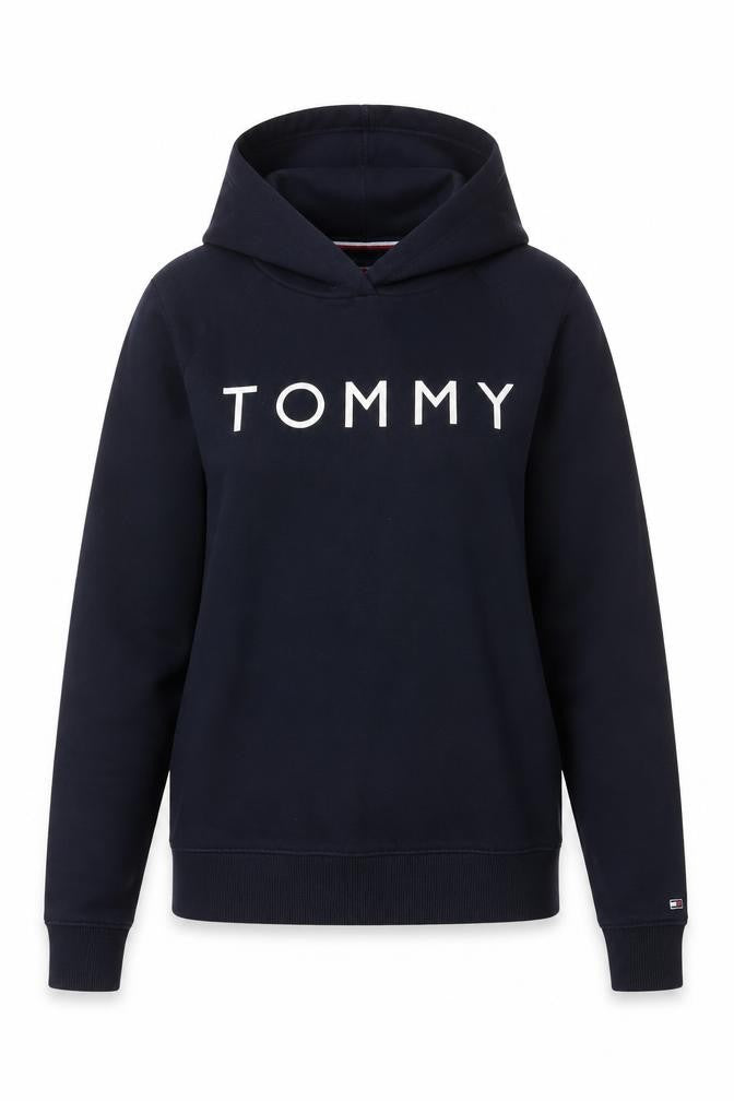 Tommy Hilfiger Women’s Navy Pullover Hoodie Small Classic Logo Cotton Blend