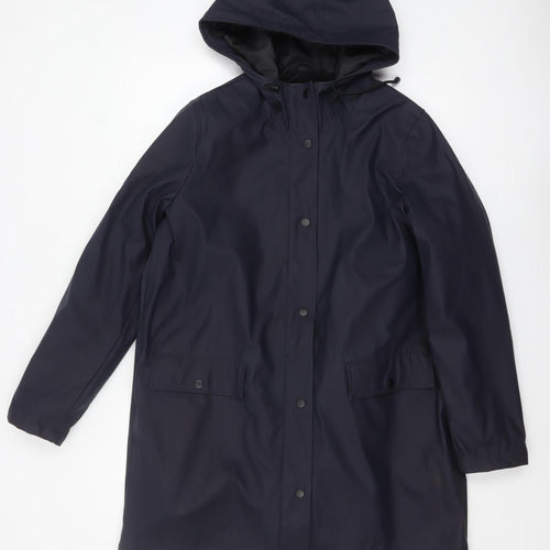 Vero Moda Womens Blue Waterproof Hooded Rain Coat Size M