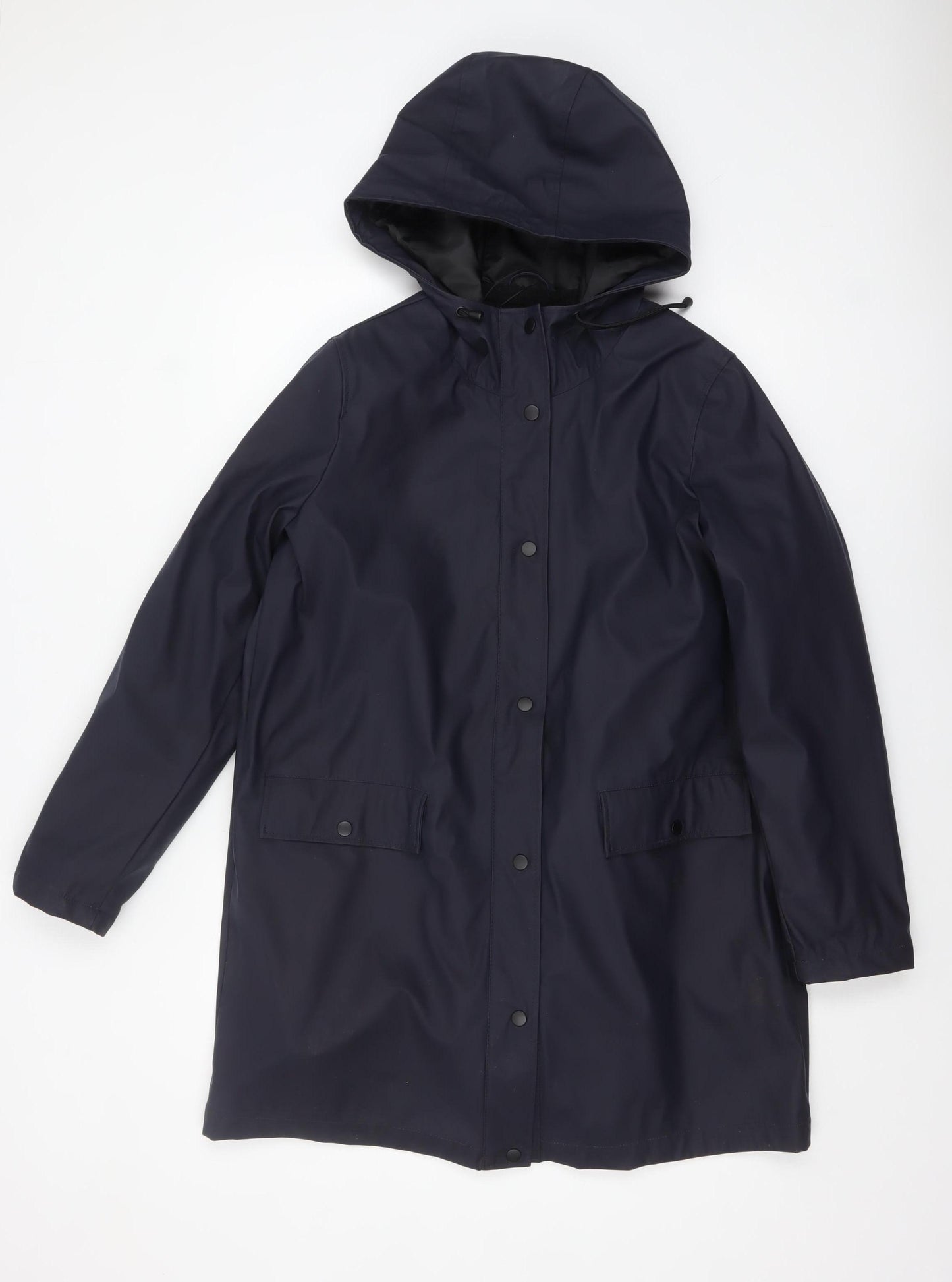 Vero Moda Womens Blue Waterproof Hooded Rain Coat Size M