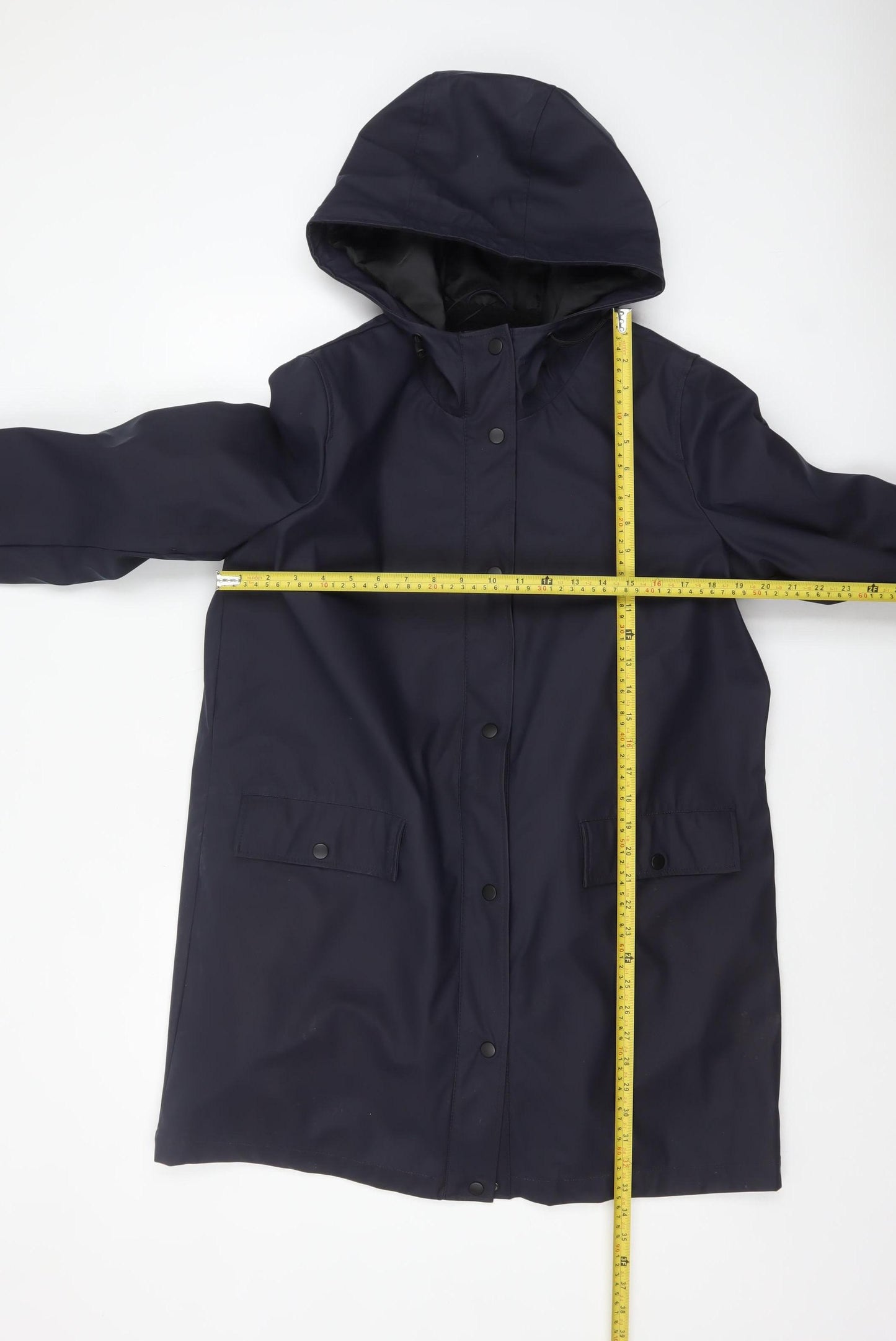 Vero Moda Womens Blue Waterproof Hooded Rain Coat Size M