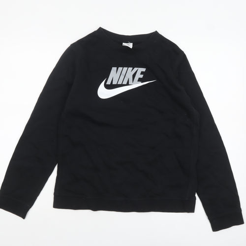 Nike Boys Black XL Pullover Fleece Sweatshirt with Logo Print