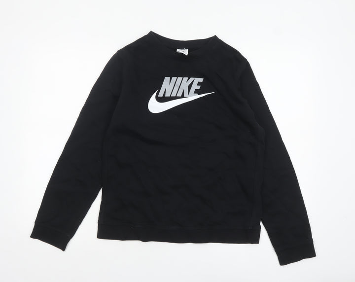 Nike Boys Black XL Pullover Fleece Sweatshirt with Logo Print