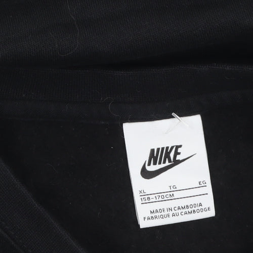Nike Boys Black XL Pullover Fleece Sweatshirt with Logo Print