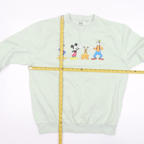 Disney Women Green Mickey Mouse Crew Neck Sweatshirt Size 12 L