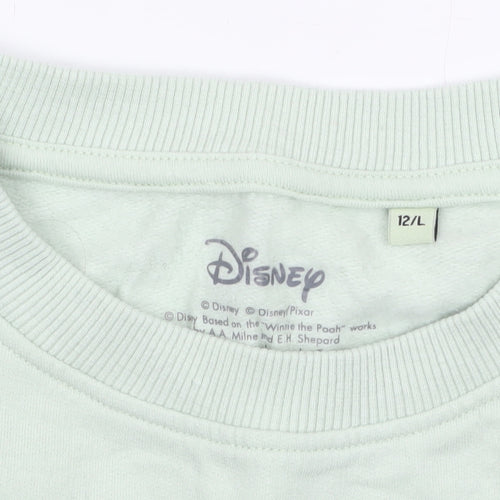 Disney Women Green Mickey Mouse Crew Neck Sweatshirt Size 12 L