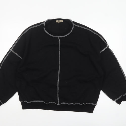 New Noce Women's Black Crew Neck Pullover Sweatshirt Size L