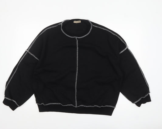 New Noce Women's Black Crew Neck Pullover Sweatshirt Size L