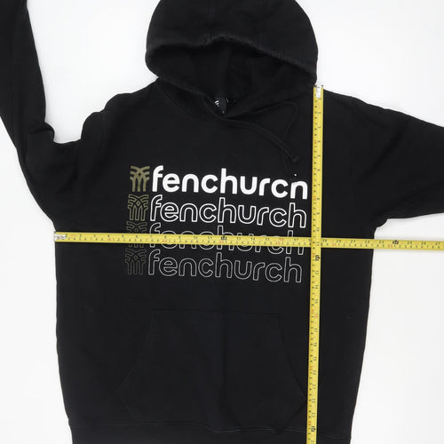 Fenchurch Men's Black Pullover Hoodie L Logo Print Cotton Streetwear