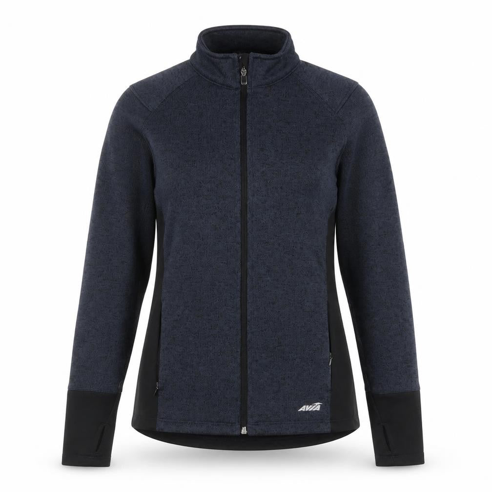 Front view of Avia women’s black soft shell full zip sports jacket, size S