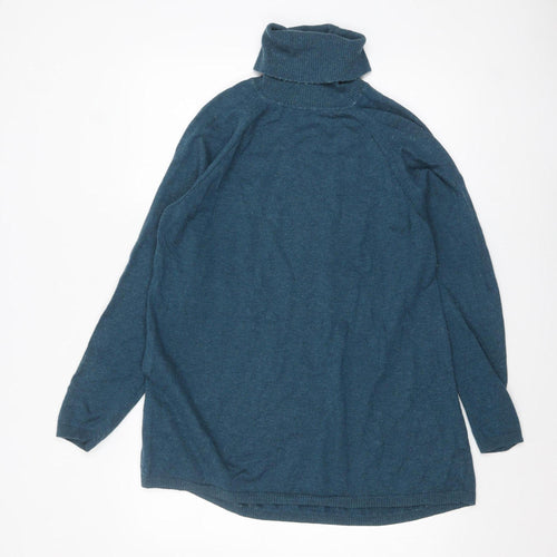 South Coast Women Blue Roll Neck Wool Cashmere Jumper Size 14