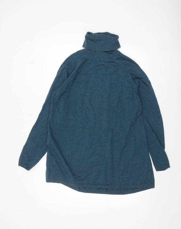 South Coast Women Blue Roll Neck Wool Cashmere Jumper Size 14