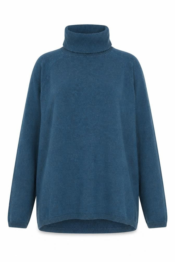 South Coast Women Blue Roll Neck Wool Cashmere Jumper Size 14