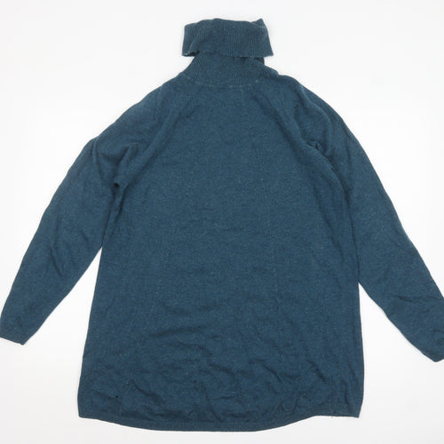 South Coast Women Blue Roll Neck Wool Cashmere Jumper Size 14