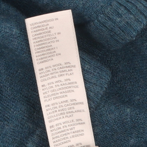 South Coast Women Blue Roll Neck Wool Cashmere Jumper Size 14