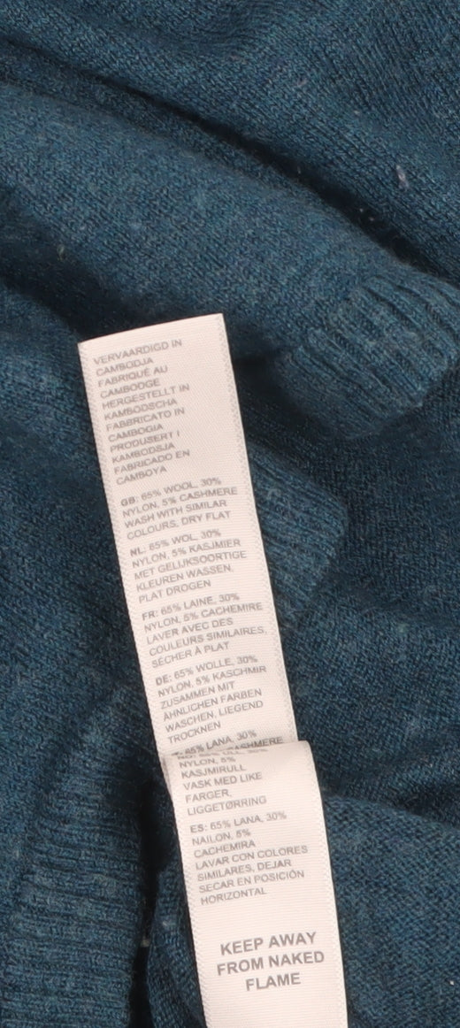 South Coast Women Blue Roll Neck Wool Cashmere Jumper Size 14