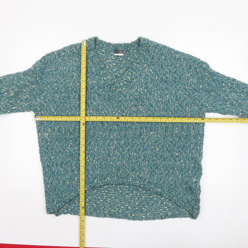 Beloved Women Green L Chunky Knit V-Neck Pullover Jumper