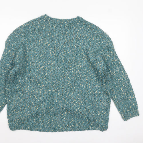 Beloved Women Green L Chunky Knit V-Neck Pullover Jumper