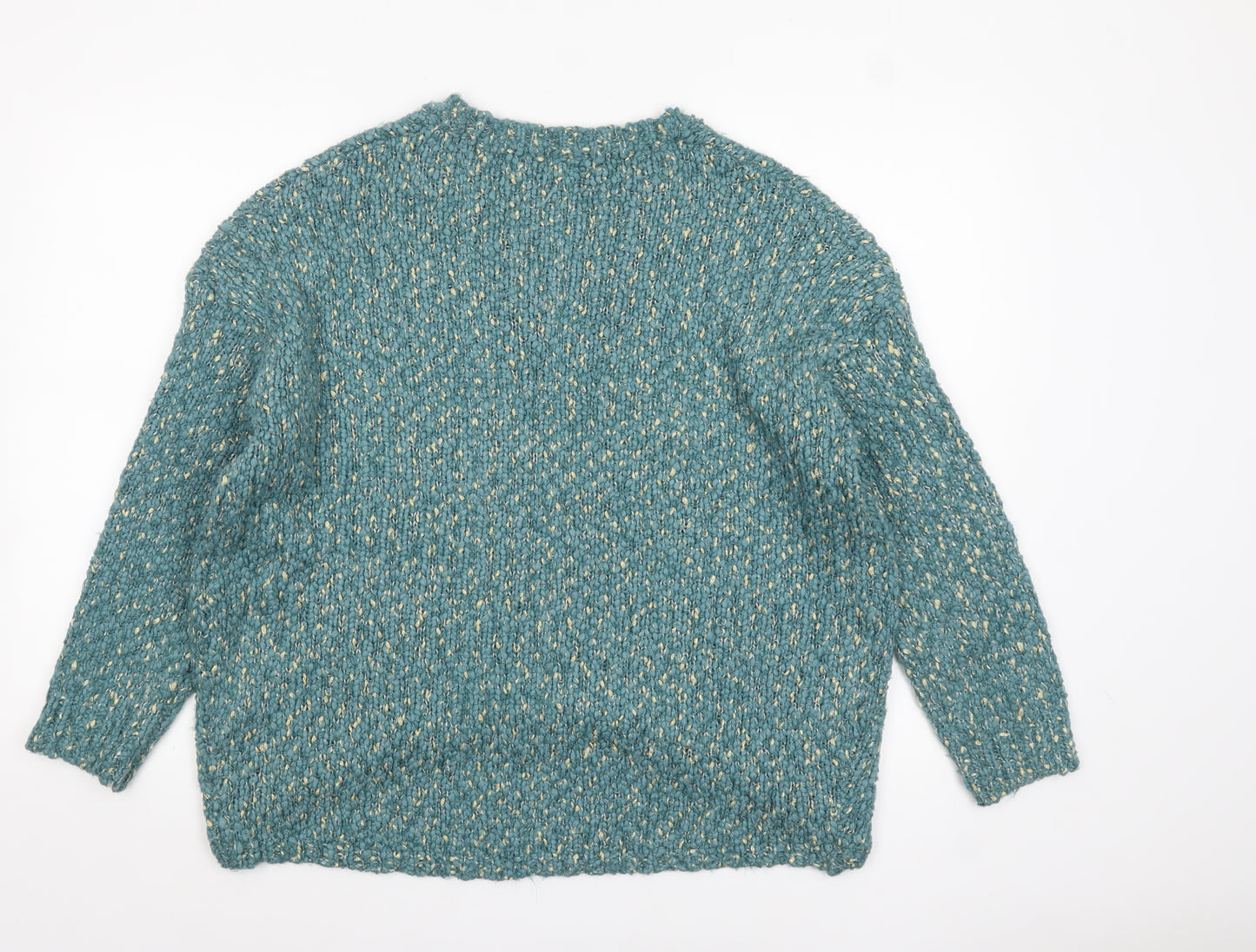 Beloved Women Green L Chunky Knit V-Neck Pullover Jumper