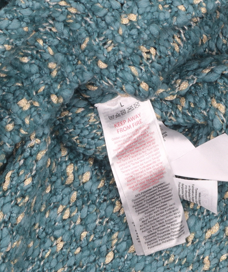 Beloved Women Green L Chunky Knit V-Neck Pullover Jumper