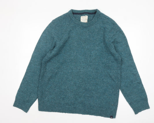 Fat Face Men's Blue Wool Blend Crew Neck Pullover Jumper Size L