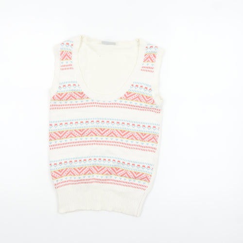 Atmosphere Womens Ivory Aztec Knit Sleeveless Vest Jumper Size 8-10