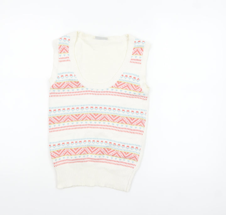 Atmosphere Womens Ivory Aztec Knit Sleeveless Vest Jumper Size 8-10
