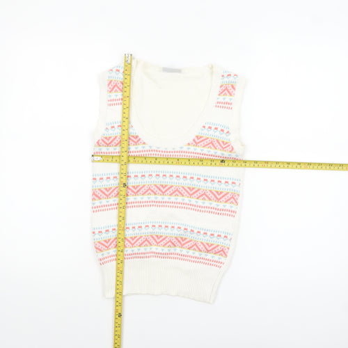 Atmosphere Womens Ivory Aztec Knit Sleeveless Vest Jumper Size 8-10