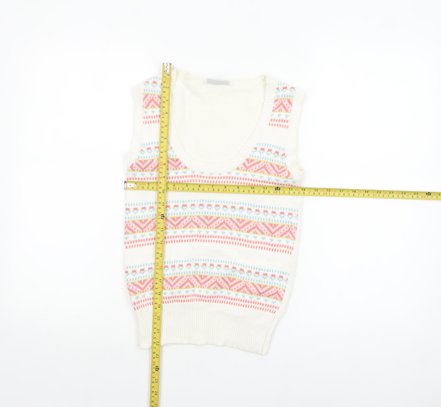 Atmosphere Womens Ivory Aztec Knit Sleeveless Vest Jumper Size 8-10