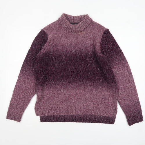 Marks and Spencer Women’s Purple High Neck Chunky Knit Jumper Size 14