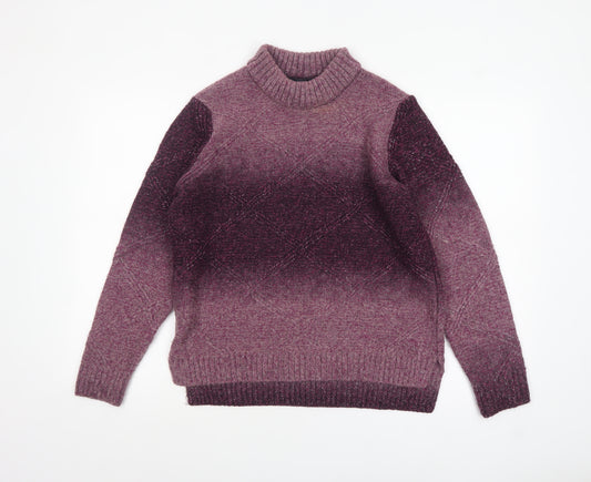 Marks and Spencer Women’s Purple High Neck Chunky Knit Jumper Size 14