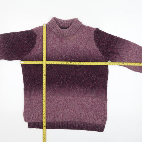 Marks and Spencer Women’s Purple High Neck Chunky Knit Jumper Size 14
