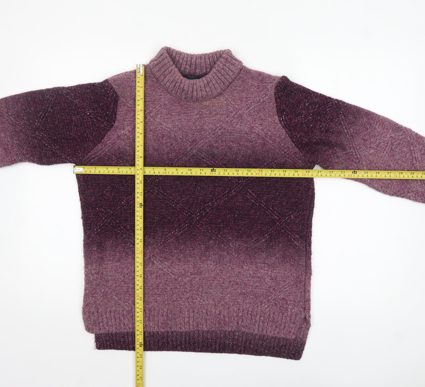 Marks and Spencer Women’s Purple High Neck Chunky Knit Jumper Size 14