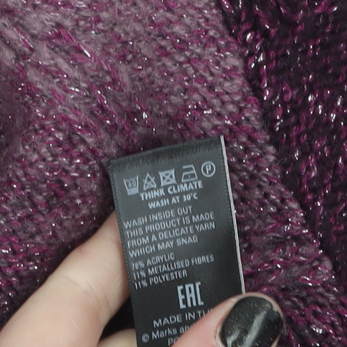 Marks and Spencer Women’s Purple High Neck Chunky Knit Jumper Size 14