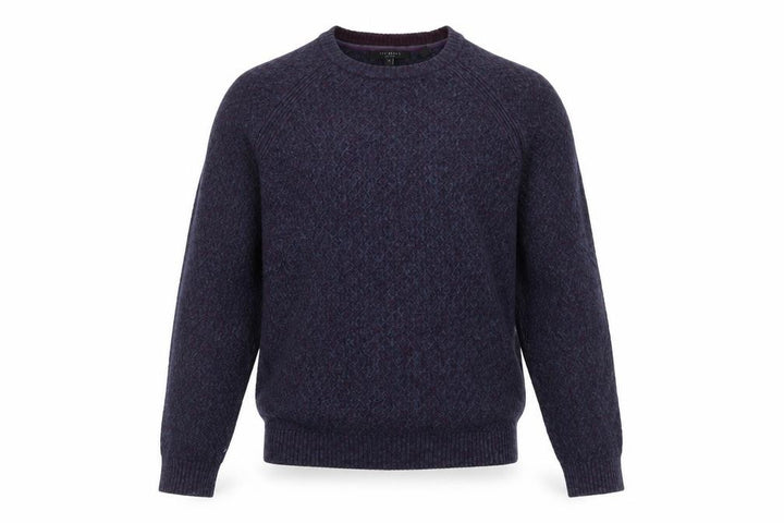 Ted Baker Men's Blue Crew Neck Wool Blend Cable-Knit Jumper M