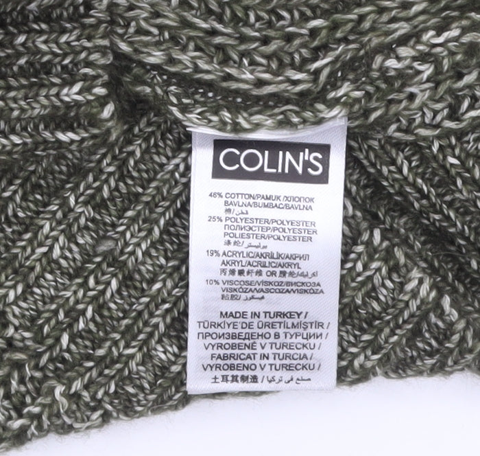 COLIN'S Mens Green Chunky Knit Crew Neck Pullover Jumper XS