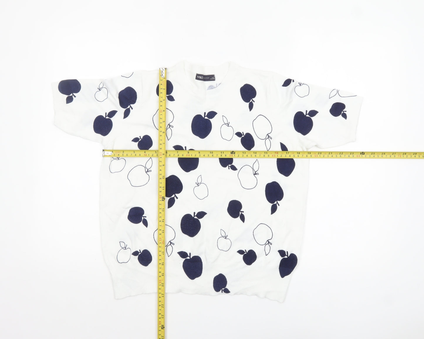 Marks and Spencer Women’s White Apple Knit Pullover Jumper Size 14