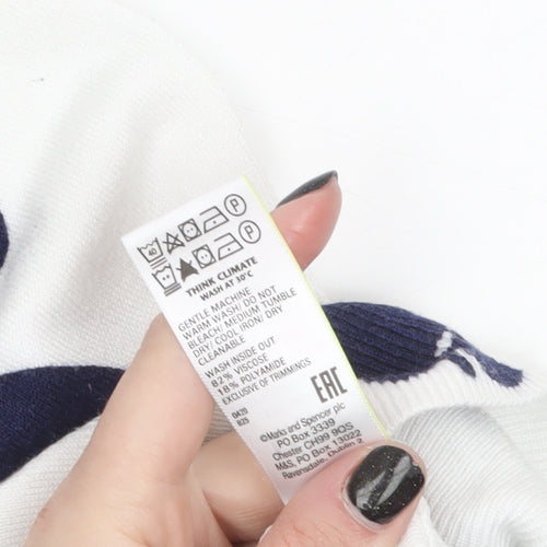 Marks and Spencer Women’s White Apple Knit Pullover Jumper Size 14