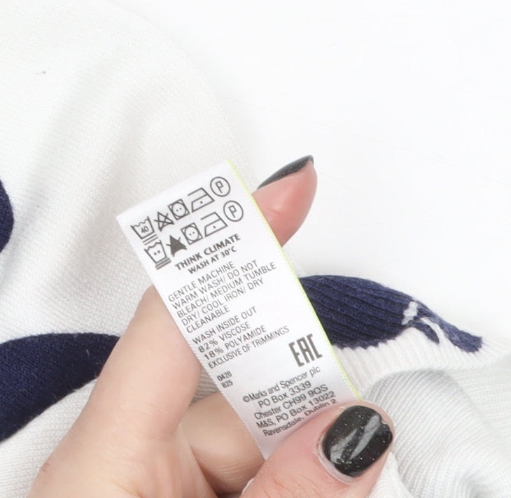 Marks and Spencer Women’s White Apple Knit Pullover Jumper Size 14